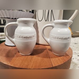 Le Creuset Cream Salt & Pepper Shakers Jug Style
